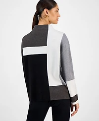 T Tahari Women's Colorblocked Funnel-Neck Sweater