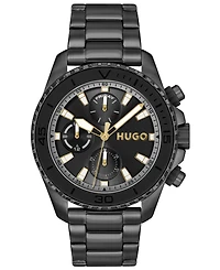 Hugo Boss Men's Dive Quartz Multifunction Ionic Plated Black Steel Watch, 44mm