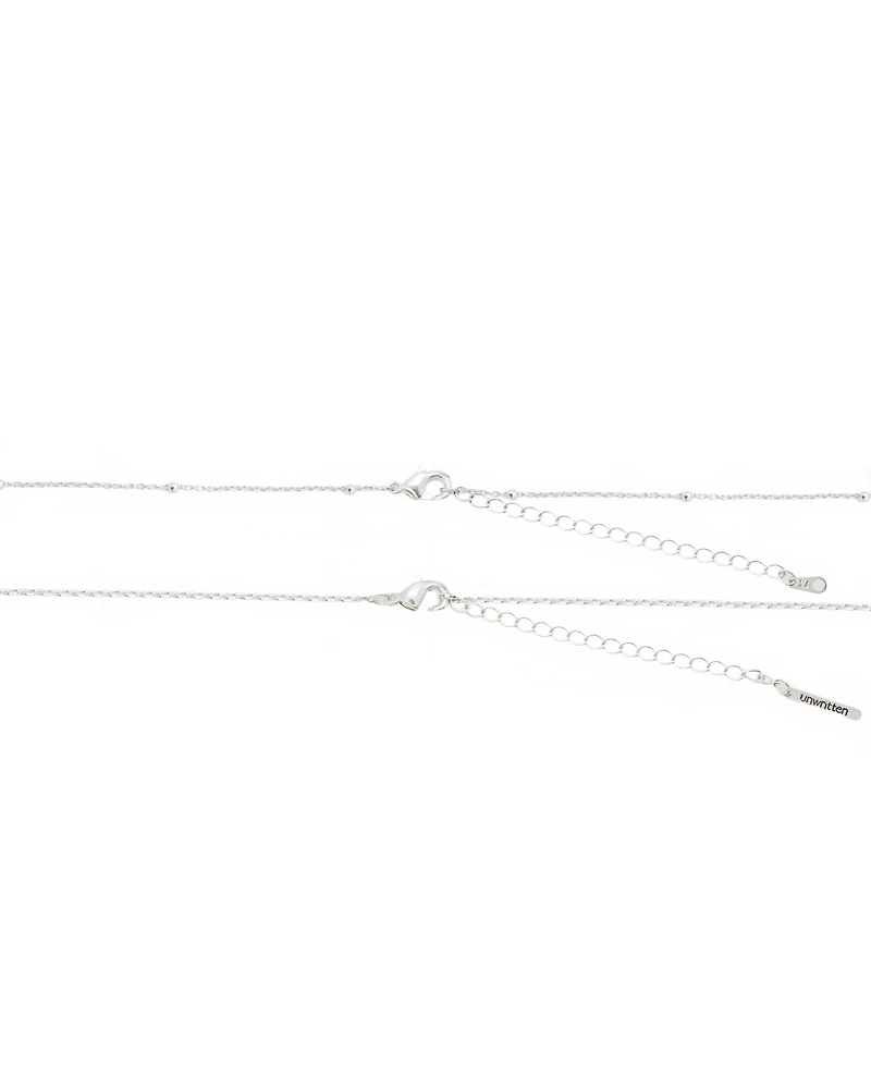 Unwritten Cubic Zirconia Butterfly Tag Pendant Layered Necklace and Earring Set