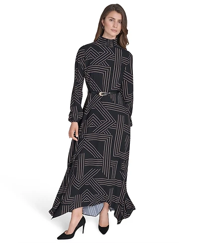 Halston Women's Printed Asymmetric Dress