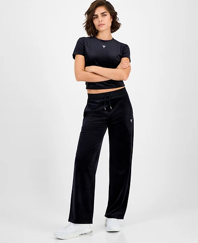 Guess Women's Couture Straight-Leg Velour Pants