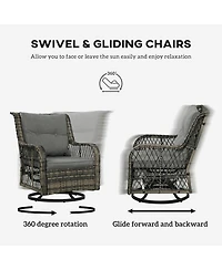 Outsunny 3 Pieces Wicker Bistro Set, Rocking Patio Furniture Set,