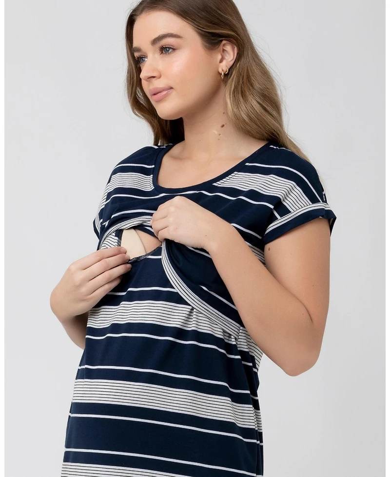 Ripe Maternity Stevie Nursing Nightie Navy, White, and Black for Comfortable Wear