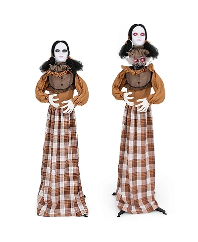 Halloween Animatronics with Red Light Up Eyes Motion & Sound Activated