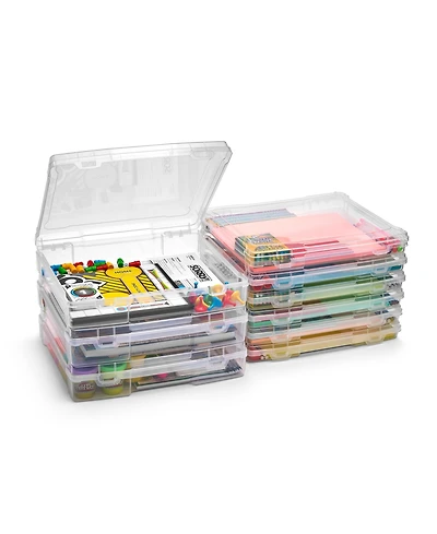 Sorbus 9 Piece Variety Size Clear Stackable Portable Project Case Fits 10"x12" - Snap Closure, Ideal for Board Games, Crafts, and Office