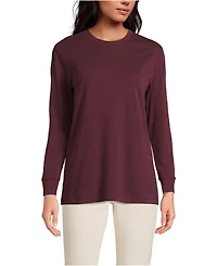 Lands' End Women's Cotton Relaxed Long Sleeve Crew Neck