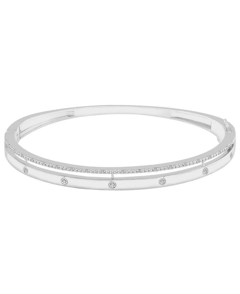 2-Pc. Set Diamond Bangle Bracelet and Hoop Earrings (1/4 ct. t.w.) in Sterling Silver