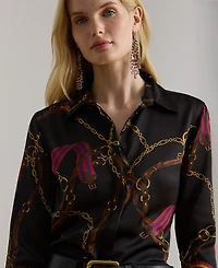 Lauren Ralph Petite Belting Print Shirt