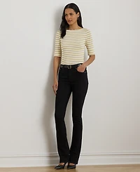Lauren Ralph Petite Metallic Striped Boat Neck T-Shirt
