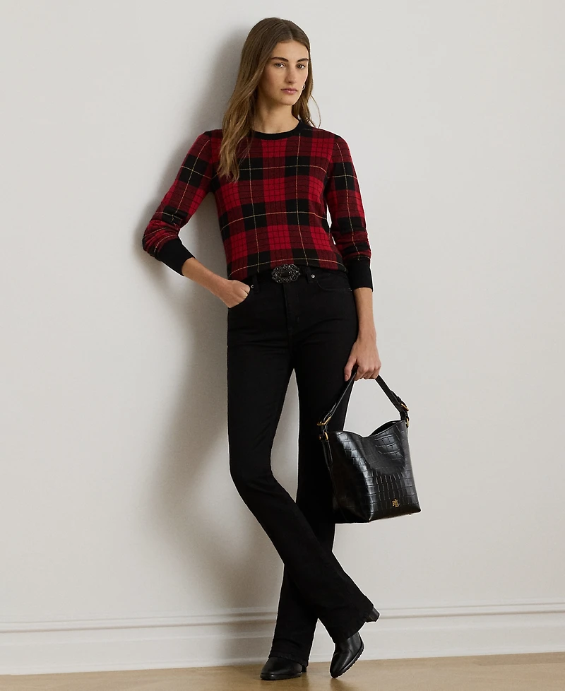 Lauren Ralph Petite Plaid Crewneck Sweater