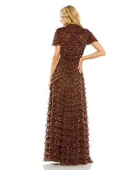 Mac Duggal Women's Ruffle Tiered High Neck Dress