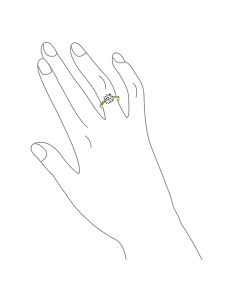 Bling Jewelry Classic 4CT Cz Round Solitaire Promise Ring Gold Sterling Silver Cubic Zirconia Thin Pave Band