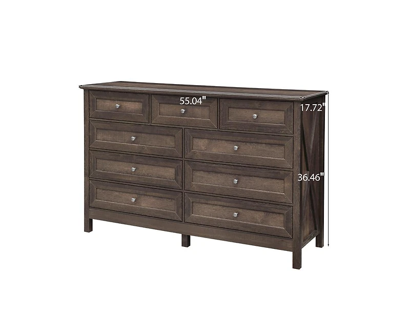 Casainc Wood Storage Cabinet with 9 Drawers and Silver Handle