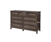 Casainc Wood Storage Cabinet with 9 Drawers and Silver Handle