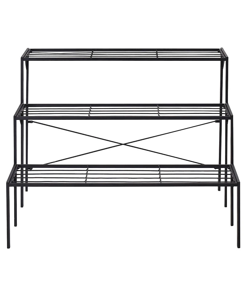 Costway 3 Tier Shelf Flower Plant Display Stand Rack Large Modern Black Metal Heavy Duty