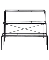 Costway 3 Tier Shelf Flower Plant Display Stand Rack Large Modern Black Metal Heavy Duty
