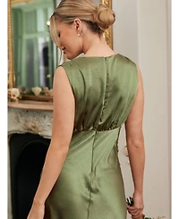 Six Stories Plunge Drape Satin Bridesmaid Dress