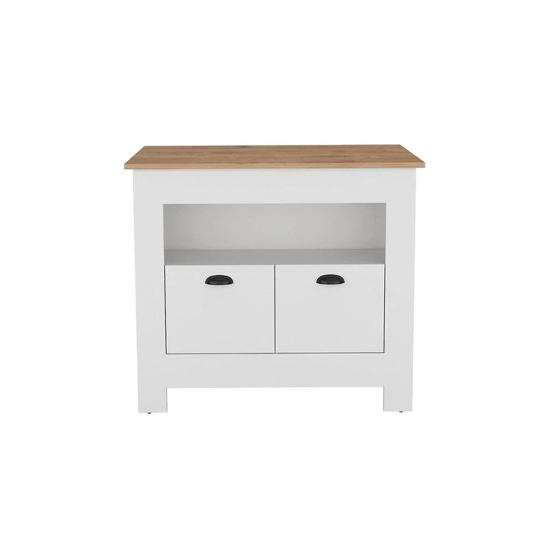 We Have Furniture Kitchen Island Geneva, Kitchen, White / Macadamia