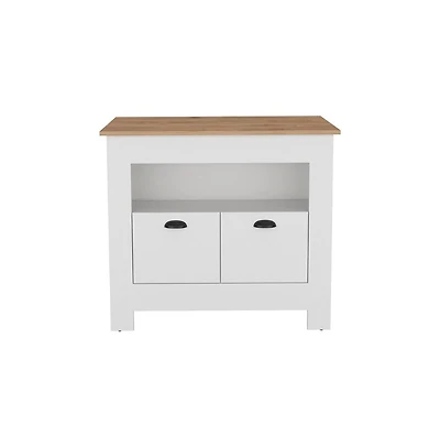 We Have Furniture Kitchen Island Geneva, Kitchen, White / Macadamia