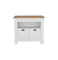 We Have Furniture Kitchen Island Geneva, Kitchen, White / Macadamia