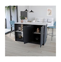 We Have Furniture Kitchen Island Padua, Kitchen, Black / Onyx