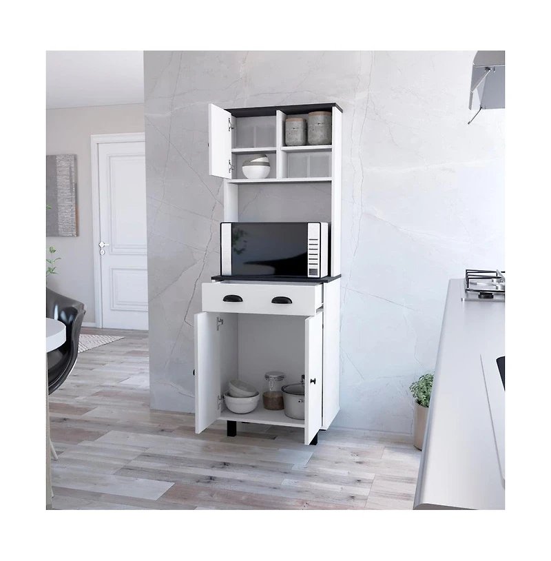 We Have Furniture Kitchen Pantry Naomi, Kitchen, White / Black