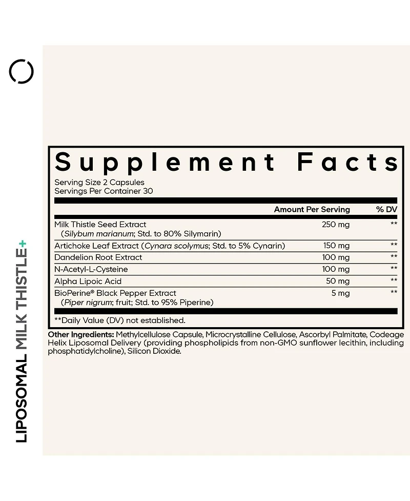 Codeage Liposomal Milk Thistle+ Supplement
