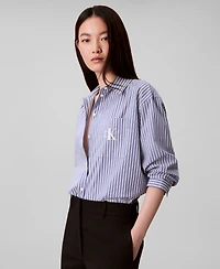 Calvin Klein Jeans Women's Poplin Relaxed Button Down Shirt
