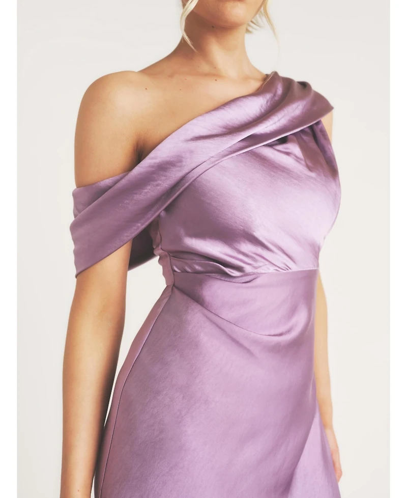 Six Stories Women's One Shoulder Drape Stin Bridesmaid Dress