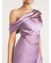 Six Stories Women's One Shoulder Drape Stin Bridesmaid Dress
