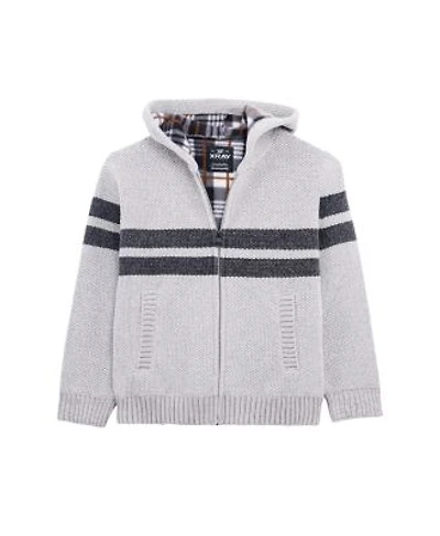 Xray Boys Size 4 18 Fleece Lined Full Zip Hooded Chenille Knit Sweater