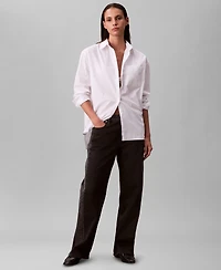 Calvin Klein Jeans Women's Poplin Relax Fit Button Down Shirt