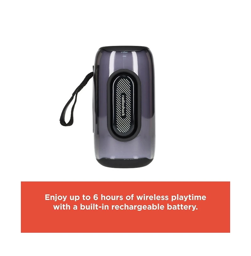 RadioShack Wireless Portable Speaker, 10W, Rgb 360 Lights, Bluetooth 5.1, Waterproof IPX5 with Fm Radio 4001777