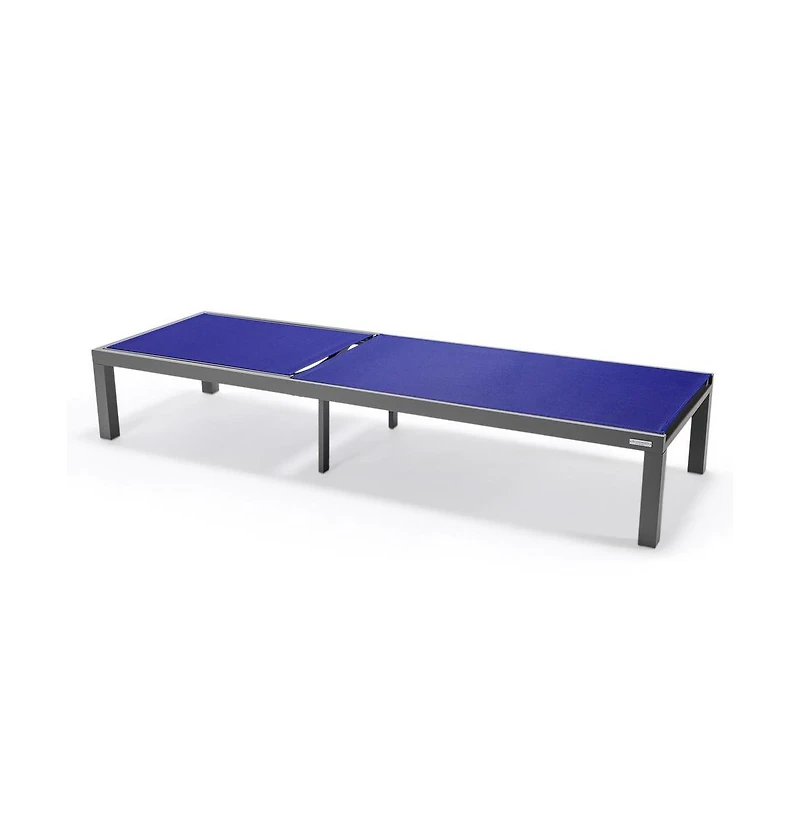 LeisureMod Marlin Patio Chaise Lounge Chair With Grey Aluminum Frame