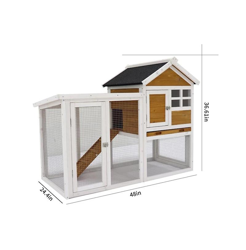 Aostirmotor Outdoor Yellow Wood Pet House with a Deeper Pull Out Tray for Small Animals