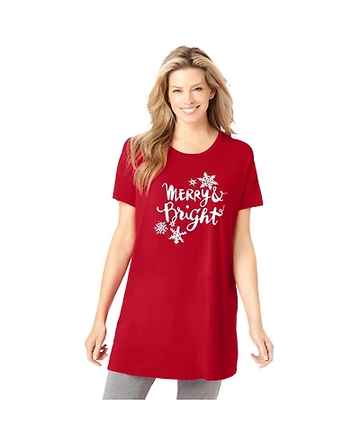 Dreams & Co. Women's Soft Pj Tunic Tee