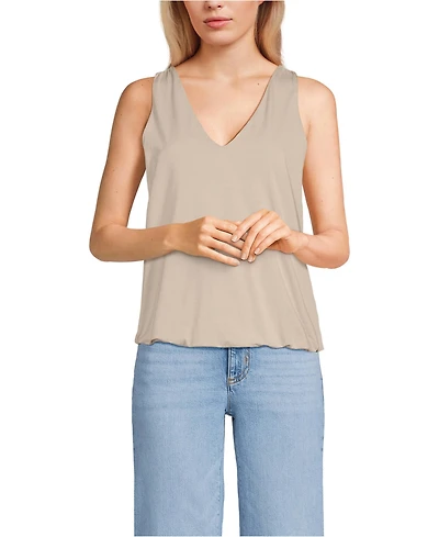 Lands' End Women's Lightweight Jersey Blouson Vneck Tank