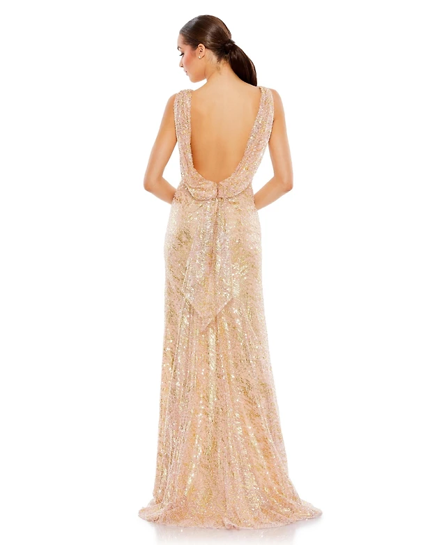Mac Duggal Women's Sleeveless High Neck Sequin Gown | Connecticut Post Mall