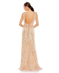 Mac Duggal Women's Sleeveless High Neck Sequin Gown