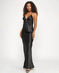 Seni & Cade Juniors Satin Back Tie Long Dress
