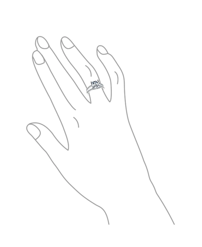 Bling Jewelry 3CT Square Princess Cut Cz Promise Ring Cubic Zirconia Split Shank Pave Band Sterling Silver