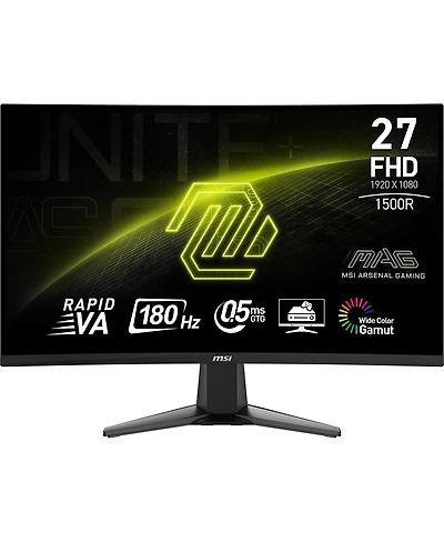 Msi Mag 27C6F 27" 16:9 Full Hd 180Hz Curved Va Led Hdr Gaming Monitor, Metallic Black