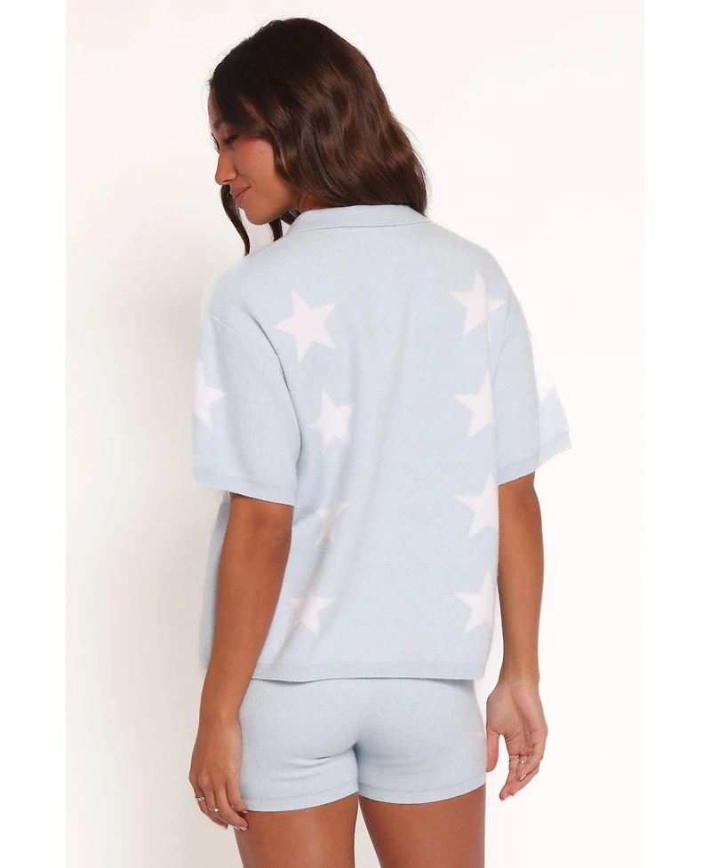 Petal and Pup Women's Lela Knitted Shirt - Light Blue Stars