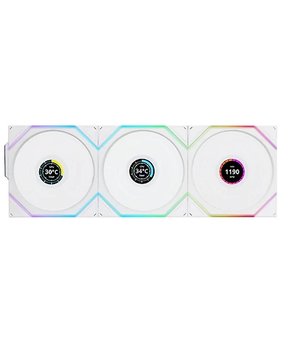 Lian-Li Uni Fan Tl Wireless 1.6" Lcd 120mm Argb Case Fan with Controller, White, 3-Pack
