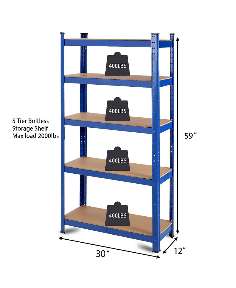 Gymax Adjustable 30''x60'' Heavy Duty 5 Level Garage Tool Shelf Storage 2000lb Capacity