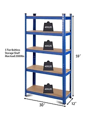 Gymax Adjustable 30''x60'' Heavy Duty 5 Level Garage Tool Shelf Storage 2000lb Capacity