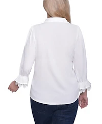 Ny Collection Petite 3/4 Sleeve Top with Lace Details