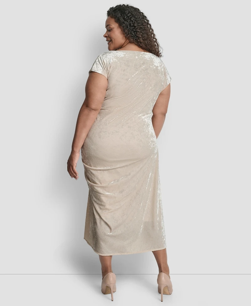 Dkny Plus Bungee Cord Ruched Midi Dress