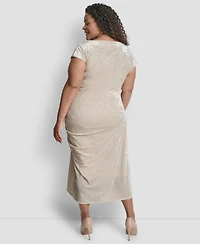 Dkny Plus Bungee Cord Ruched Midi Dress