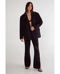 Nasty Gal Women's Tailored Crochet Insert Oversized Blazer